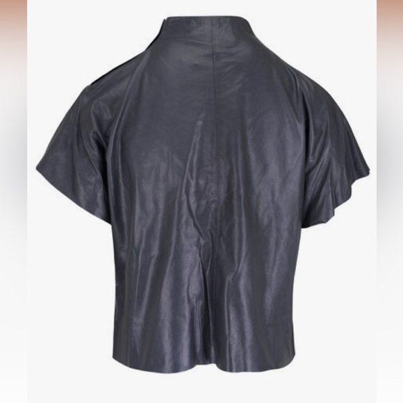 TWP Midnight Leather Mock Neck T-Shirt - NWT! - Picture 3 of 5